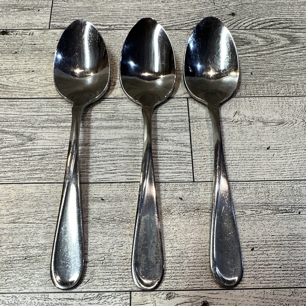 ONEIDA 1848 USA Stainless Steel Spoons Silver Tone Glossy 3PC Vintage
